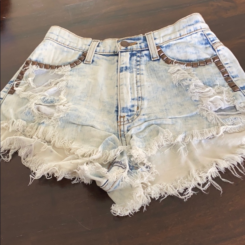 Denim high waisted Shorts with fray